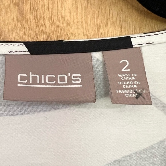 Chico's Black and White Abstract Lightweight Jacket L - Picture 4 of 5